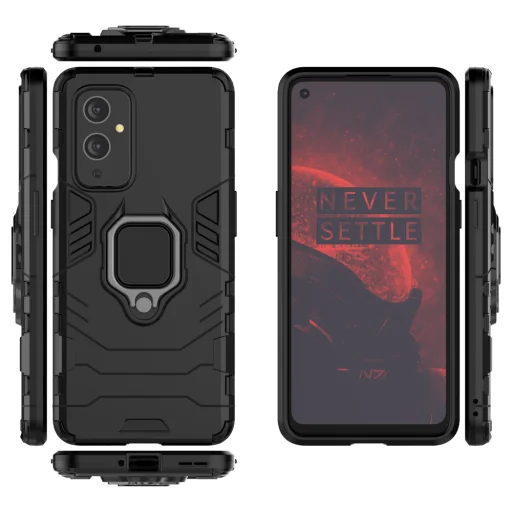 OnePlus 9 Ring Armor tok kihajtható támasszal fekete - 5
