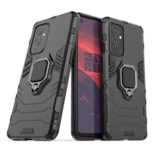 OnePlus 9 Ring Armor tok kihajtható támasszal fekete - 1
