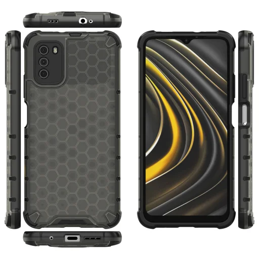 Honeycomb armor TPU tok Xiaomi Poco M3 fekete - 12