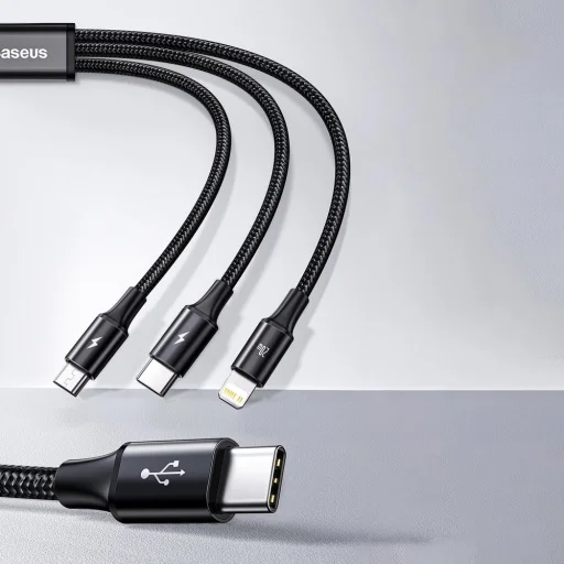 Micro USB Type-C - Lightning/ USB Type-C/ Micro USB kábel 1.5m piros Baseus Rapid 3in1 (CAMLT-SC09) - 12