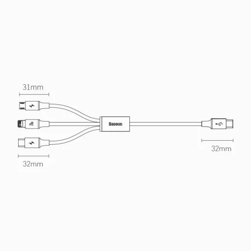 Micro USB Type-C - Lightning/ USB Type-C/ Micro USB kábel 1.5m piros Baseus Rapid 3in1 (CAMLT-SC09) - 20