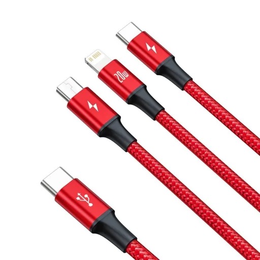 Micro USB Type-C - Lightning/ USB Type-C/ Micro USB kábel 1.5m piros Baseus Rapid 3in1 (CAMLT-SC09) - 4