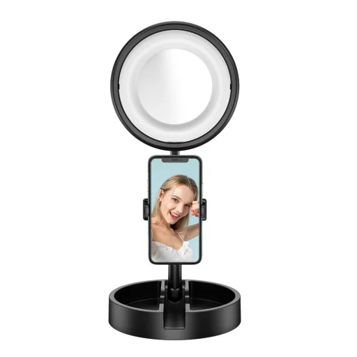 LED selfie körfény 37 - 73cm tripod telefontartóval pink (1TMJ pink) - 3