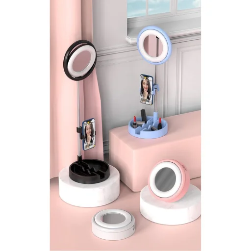 LED selfie körfény 37 - 73cm tripod telefontartóval pink (1TMJ pink) - 17