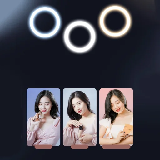 LED selfie körfény 37 - 73cm tripod telefontartóval pink (1TMJ pink) - 19