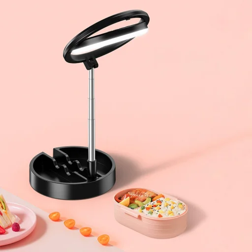 LED selfie körfény 37 - 73cm tripod telefontartóval pink (1TMJ pink) - 4