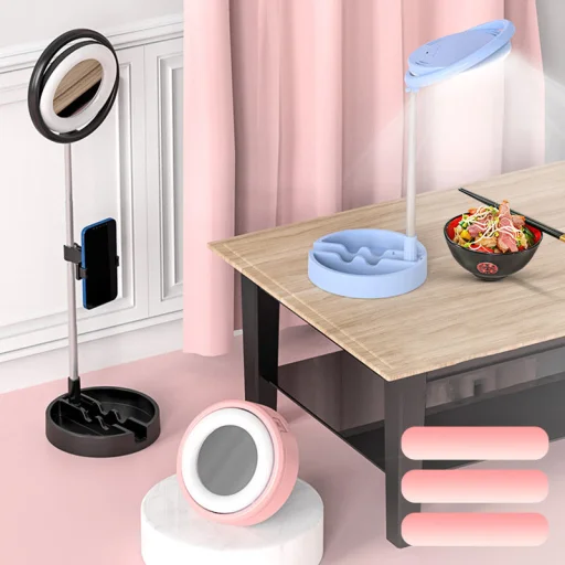 LED selfie körfény 37 - 73cm tripod telefontartóval pink (1TMJ pink) - 5