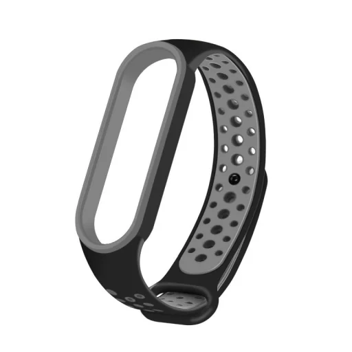 Szilikon Xiaomi Mi Band 5 pontozott óraszíj fekete/ szürke - 1