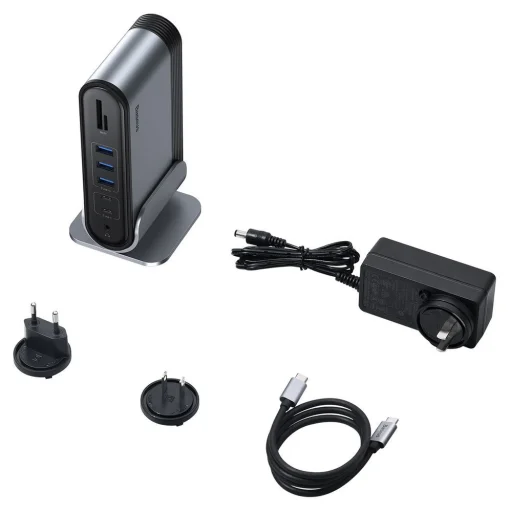 Baseus HUB 3xUSB 3.2 Gen 1 / 2xUSB Type-C / SD és micro SD kártyaolvasó / AUX / 2xDisplayPort / 2xHDMI / RJ45 1 Gbps szürke (CAHUB-HG0G) - 2