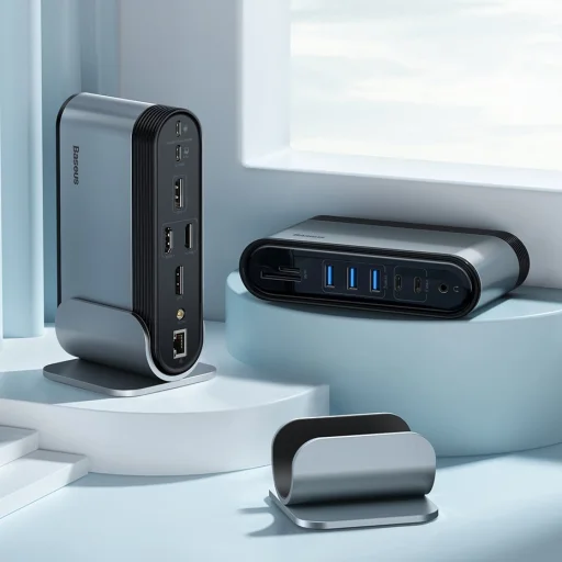 Baseus HUB 3xUSB 3.2 Gen 1 / 2xUSB Type-C / SD és micro SD kártyaolvasó / AUX / 2xDisplayPort / 2xHDMI / RJ45 1 Gbps szürke (CAHUB-HG0G) - 14