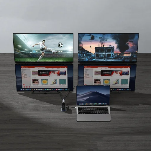 Baseus HUB 3xUSB 3.2 Gen 1 / 2xUSB Type-C / SD és micro SD kártyaolvasó / AUX / 2xDisplayPort / 2xHDMI / RJ45 1 Gbps szürke (CAHUB-HG0G) - 17