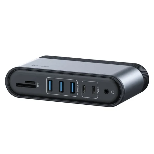 Baseus HUB 3xUSB 3.2 Gen 1 / 2xUSB Type-C / SD és micro SD kártyaolvasó / AUX / 2xDisplayPort / 2xHDMI / RJ45 1 Gbps szürke (CAHUB-HG0G) - 3