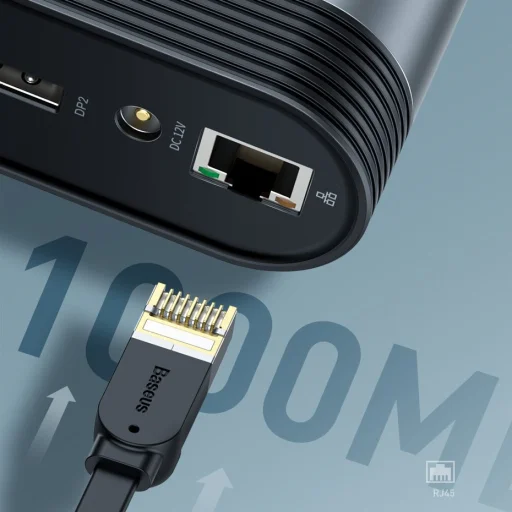 Baseus HUB 3xUSB 3.2 Gen 1 / 2xUSB Type-C / SD és micro SD kártyaolvasó / AUX / 2xDisplayPort / 2xHDMI / RJ45 1 Gbps szürke (CAHUB-HG0G) - 23