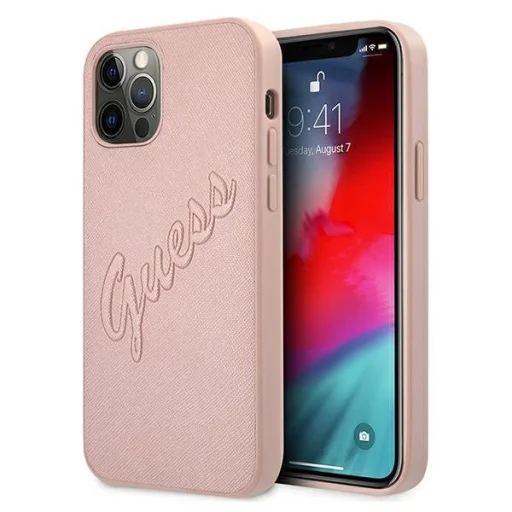 iPhone 12 Pro Max Guess GUHCP12LRSAVSRG Saffiano Vintage tok pink - 1