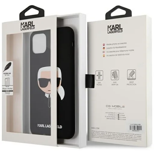 iPhone 11 Karl Lagerfeld KLHCN61SLKHBK Ikonik Karl's Head szilikon tok fekete - 8