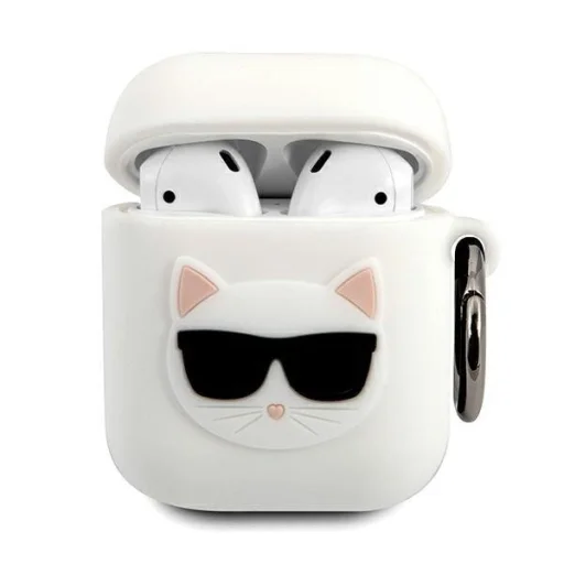  AirPods 1/2 szilikon tok fehér Karl Lagerfeld Choupette KLACA2SILCHWH - 1
