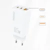 Dudao GaN hálózati gyorstöltő 65W USB / 2x USB Type-C QC 3.0 PD (gallium nitride) fehér (A7xs) thumbnail