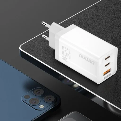 Dudao GaN hálózati gyorstöltő 65W USB / 2x USB Type-C QC 3.0 PD (gallium nitride) fehér (A7xs) - 2