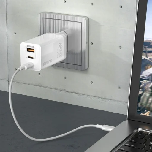 Dudao GaN hálózati gyorstöltő 65W USB / 2x USB Type-C QC 3.0 PD (gallium nitride) fehér (A7xs) - 4