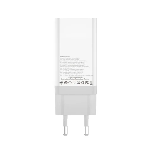 Dudao GaN hálózati gyorstöltő 65W USB / 2x USB Type-C QC 3.0 PD (gallium nitride) fehér (A7xs) - 9