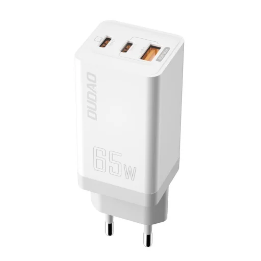 Dudao GaN hálózati gyorstöltő 65W USB / 2x USB Type-C QC 3.0 PD (gallium nitride) fehér (A7xs) - 1