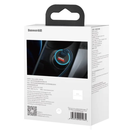 Baseus Golden Contactor Pro Autós szivargyújtós töltő USB Type-C / USB 40W PD3.0 QC4.0+ SCP FCP AFC + Lightning kábel kék (TZCCJD-03) - 7