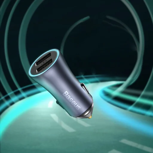 Baseus Golden Contactor Pro Autós gyorstöltő 2xUSB 40W QC SCP FCP AFC szürke (CCJD-A0G) - 7