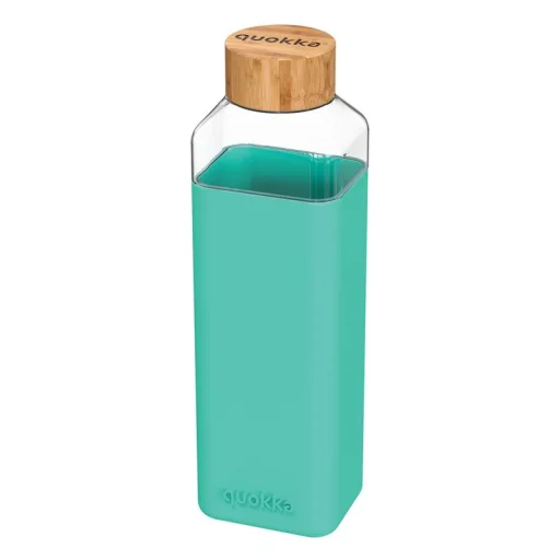 Quokka Flow üveg szögletes kulacs szilikon borítással 700 ml Teal - 1