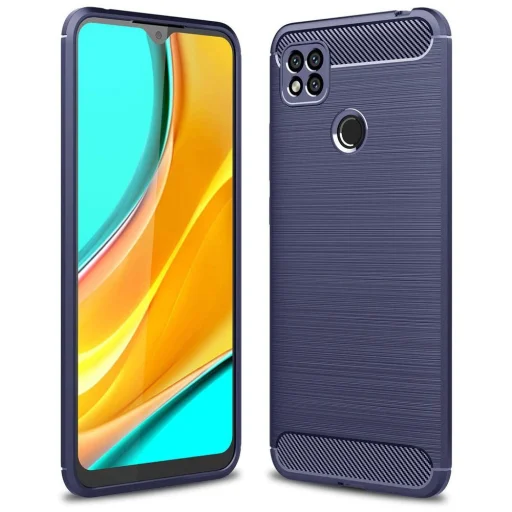 Carbon szénszál mintájú TPU tok Xiaomi Redmi 9C kék - 1