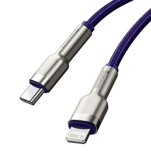Baseus Cafule Metal nylon harisnyázott USB Type-C/ Lightning kábel PD 20W 1m lila (CATLJK-A01) - 21