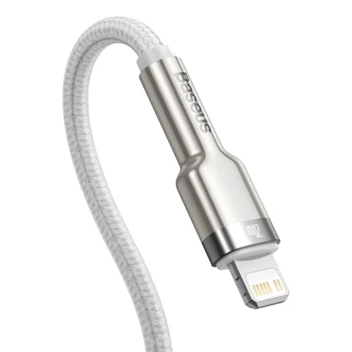 Baseus Cafule Metal nylon harisnyázott USB Type-C/ Lightning kábel PD 20W 1m fehér (CATLJK-A02) - 2