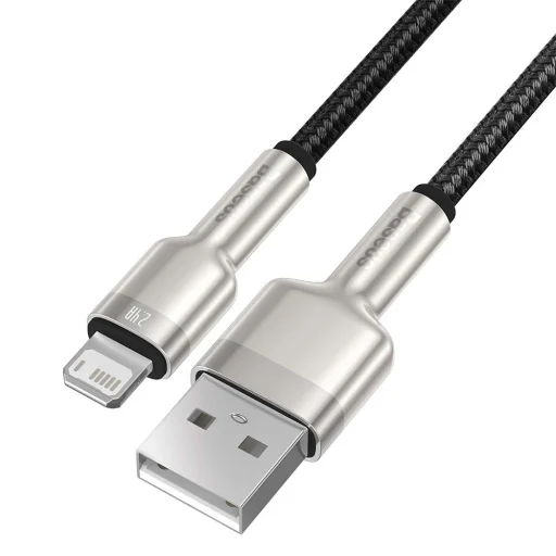 Baseus Cafule Metal nylon harisnyázott USB/ Lightning kábel 2.4A 1m fekete (CALJK-A01) - 7