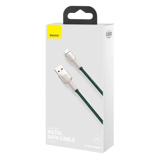 Baseus Cafule Metal nylon harisnyázott USB/ Lightning kábel 2.4A 1m zöld (CALJK-A06) - 26