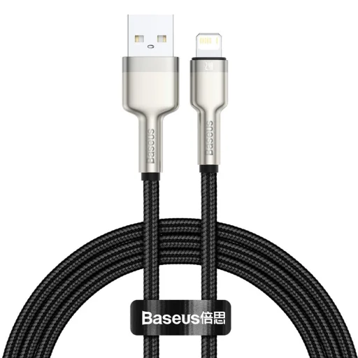 Baseus Cafule Metal nylon harisnyázott USB/ Lightning kábel 2.4A 1m zöld (CALJK-A06) - 1