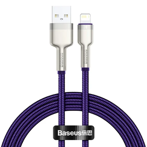 Baseus Cafule Metal nylon harisnyázott USB/ Lightning kábel 2.4A 1m lila (CALJK-A05) - 1