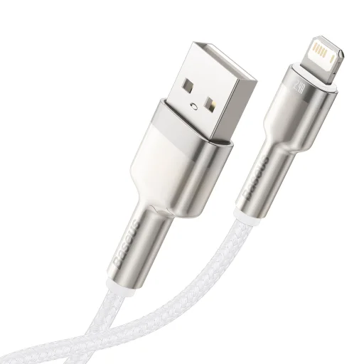 Baseus Cafule Metal nylon harisnyázott USB/ Lightning kábel 2.4A 1m fehér (CALJK-A02) - 4