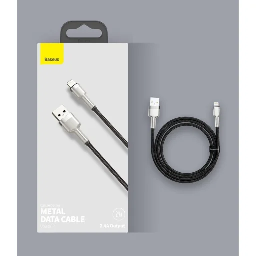 Baseus Cafule Metal nylon harisnyázott USB/ Lightning kábel 2.4A 2m fekete (CALJK-B01) - 14