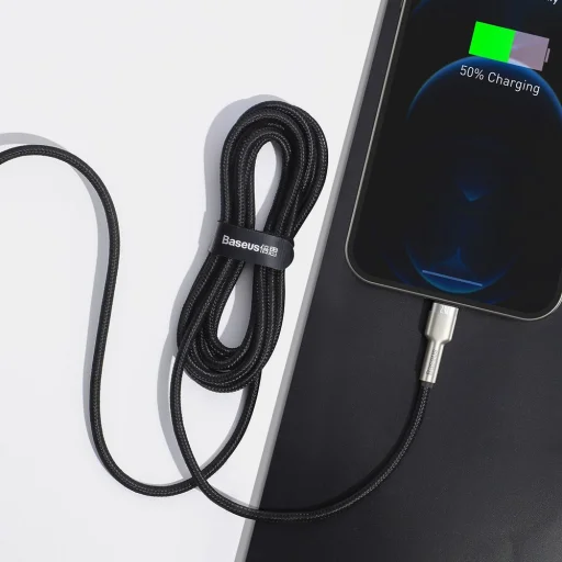 Baseus Cafule Metal nylon harisnyázott USB/ Lightning kábel 2.4A 2m fekete (CALJK-B01) - 5