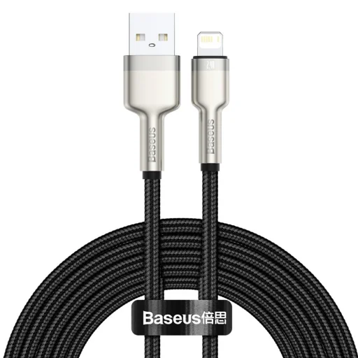 Baseus Cafule Metal nylon harisnyázott USB/ Lightning kábel 2.4A 2m fekete (CALJK-B01) - 1