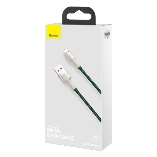 Baseus Cafule Metal nylon harisnyázott USB/ Lightning kábel 2.4A 2m zöld (CALJK-B06) - 2