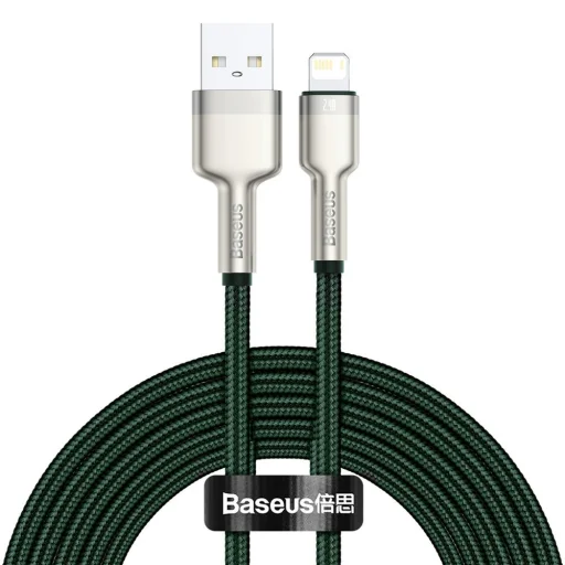 Baseus Cafule Metal nylon harisnyázott USB/ Lightning kábel 2.4A 2m zöld (CALJK-B06) - 1
