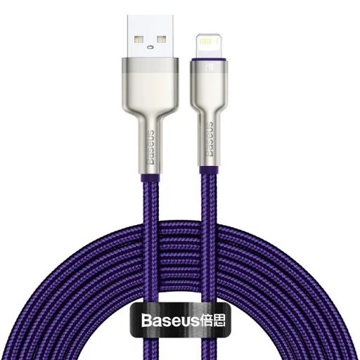 Baseus Cafule Metal nylon harisnyázott USB/ Lightning kábel 2.4A 2m lila (CALJK-B05) - 1