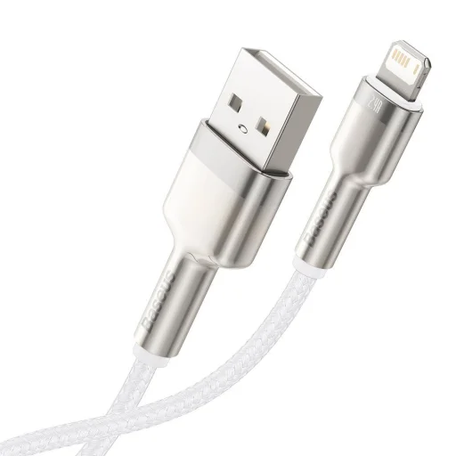 Baseus Cafule Metal nylon harisnyázott USB/ Lightning kábel 2.4A 2m fehér (CALJK-B02) - 12