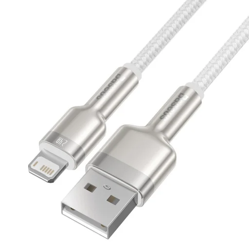 Baseus Cafule Metal nylon harisnyázott USB/ Lightning kábel 2.4A 2m fehér (CALJK-B02) - 5