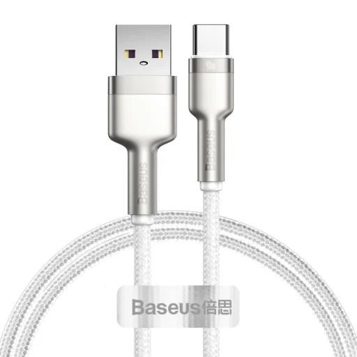 Baseus Cafule Metal nylon harisnyázott USB/ USB Type-C (10V / 4A) SCP kábel 40W 1m fehér (CATJK-A02) - 1