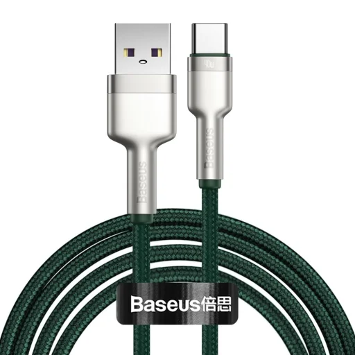 Baseus Cafule Metal nylon harisnyázott USB/ USB Type-C (10V / 4A) SCP kábel 40W 2m zöld (CATJK-B06) - 1