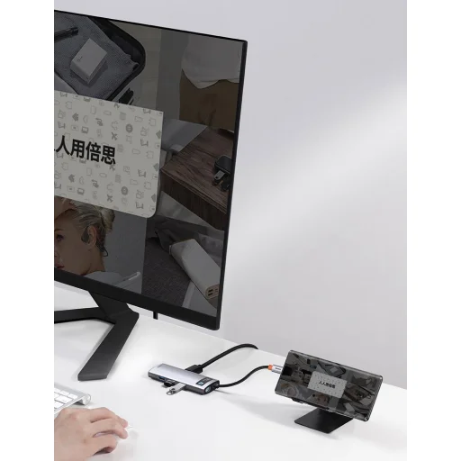 Baseus Metal Gleam 6in1 HUB USB Type-C - USB Type-C PD 100W / HDMI 4K 30Hz / 3x USB 3.2 Gen 1/ RJ45 1Gbps szürke (CAHUB-CW0G) - 17