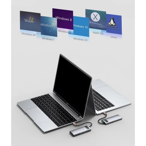 Baseus Metal Gleam 6in1 HUB USB Type-C - USB Type-C PD 100W / HDMI 4K 30Hz / 3x USB 3.2 Gen 1/ RJ45 1Gbps szürke (CAHUB-CW0G) - 19