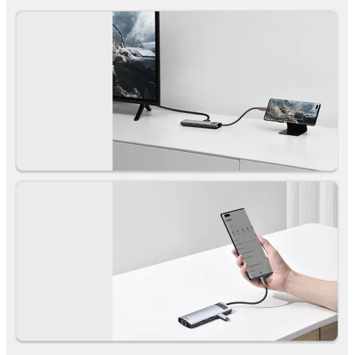 Baseus Metal Gleam 6in1 HUB USB Type-C - USB Type-C PD 100W / HDMI 4K 30Hz / 3x USB 3.2 Gen 1/ RJ45 1Gbps szürke (CAHUB-CW0G) - 20