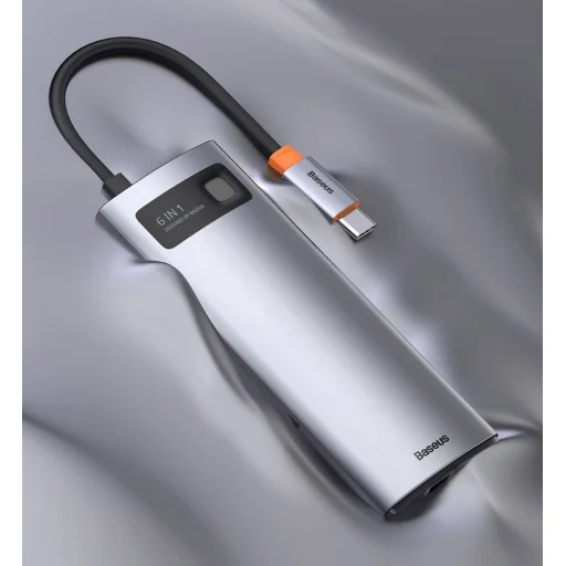 Baseus Metal Gleam 6in1 HUB USB Type-C - USB Type-C PD 100W / HDMI 4K 30Hz / 3x USB 3.2 Gen 1/ RJ45 1Gbps szürke (CAHUB-CW0G) - 22